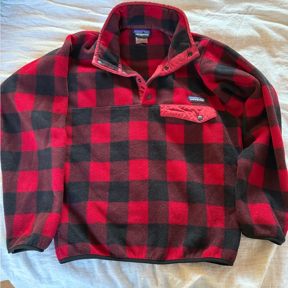 Patagonia Red and Black Fleece Pullover